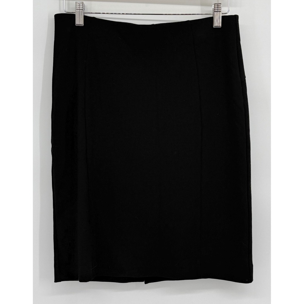 Ann Taylor Factory Black Ponte Knit Pencil Skirt Petite Stretch Solid‎ Sz MP